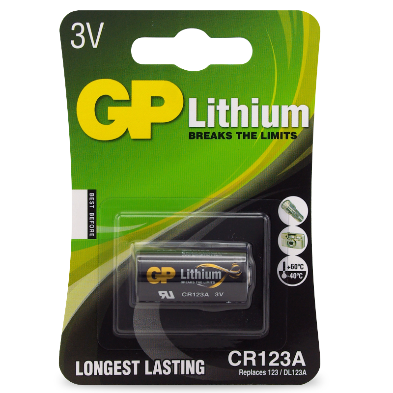 GP 3.0V 1500mAh 2/3A Lithium  Battery  Card of  1