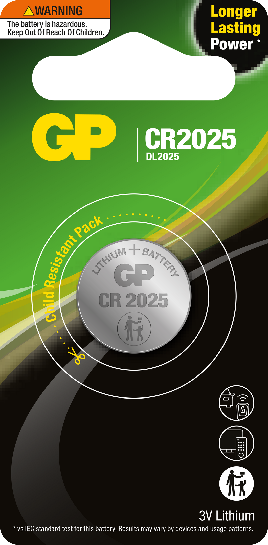 GP 3V 2025 Lithium  Coin Cell  Card of  1