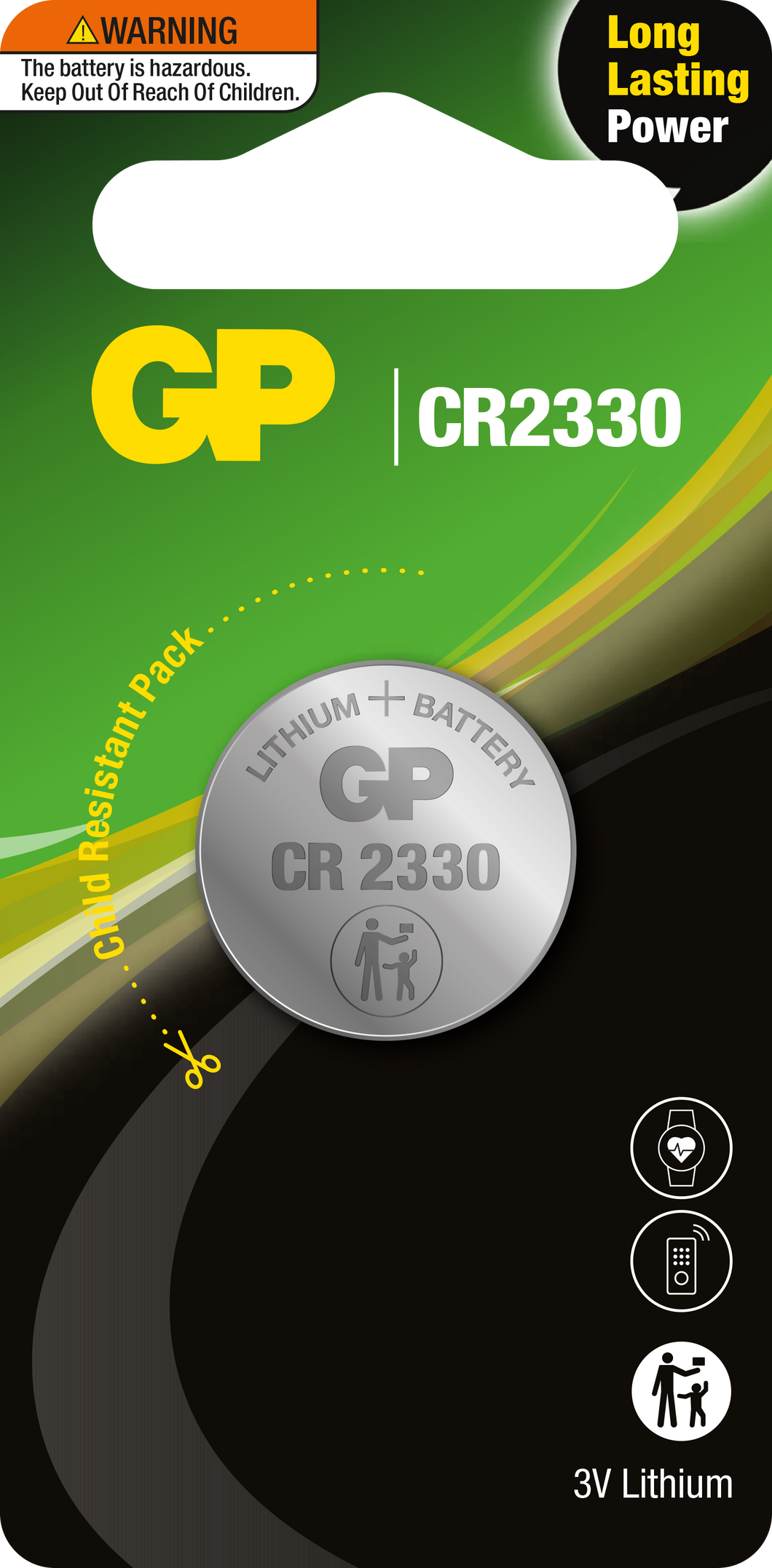 GP 3V 2330 Lithium  Coin Cell  Card of  1