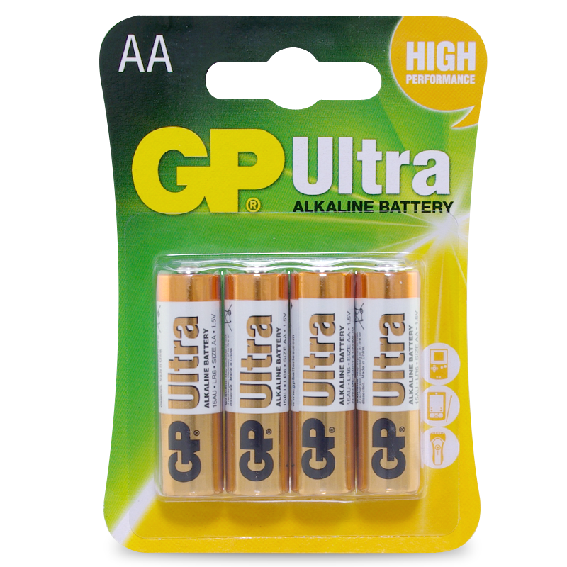 GP Ultra Alkaline AA - Card of  4