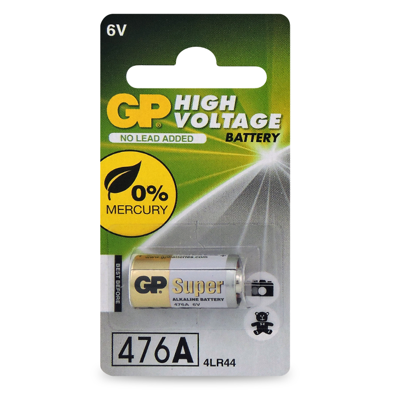 GP 6.0V 105mAh GP Alkaline High Voltage Batt - Card of  1 - 4LR44 / A544 /PX28A