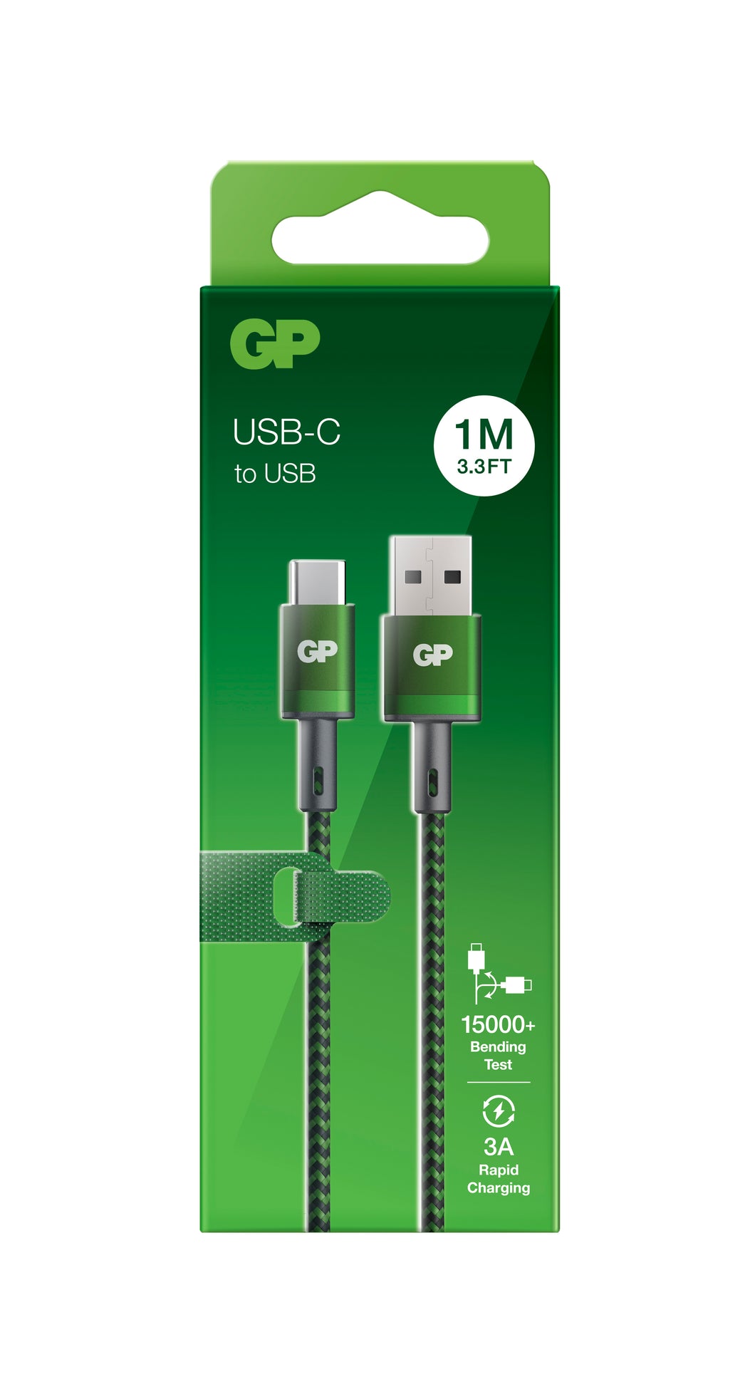 GP 3 in 1 USB to Lightning- USB-C, Micro USB charge sync cable - Green