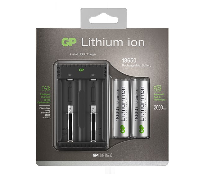 Lithium Rechargeable 18650 & Charger Double